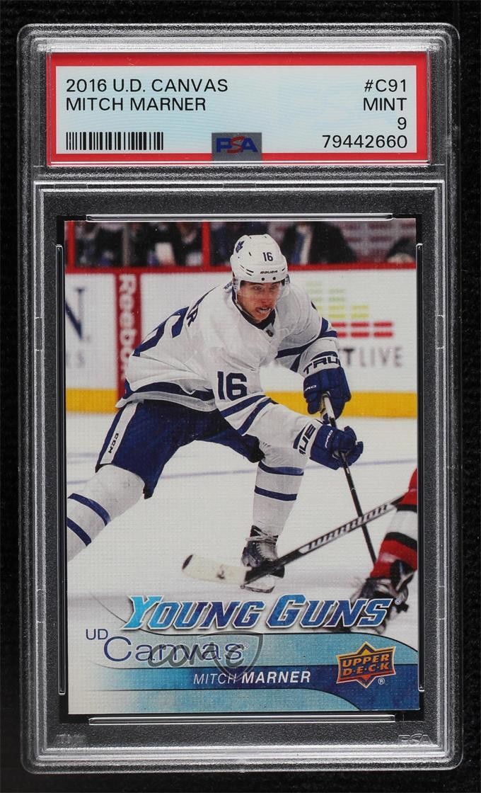 2016-17 Upper Deck UD Canvas Young Guns Mitch Marner #C91 PSA 9 MINT k2s