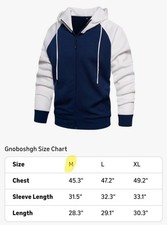 Men's Hoodie Loose Fit Color Blocking Full Zip Up Hooded Sweatshirt Long...