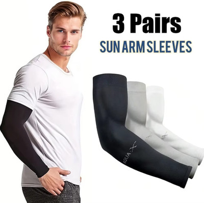3 Paar Eis-Seiden Armstulpen Unisex   UV Sonnenschutz Ärmel für Sport & Outdoor.