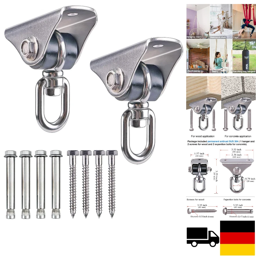 BeneLabel Schaukel Deckenhaken 360 Drehbar Edelstahl Hängematte B