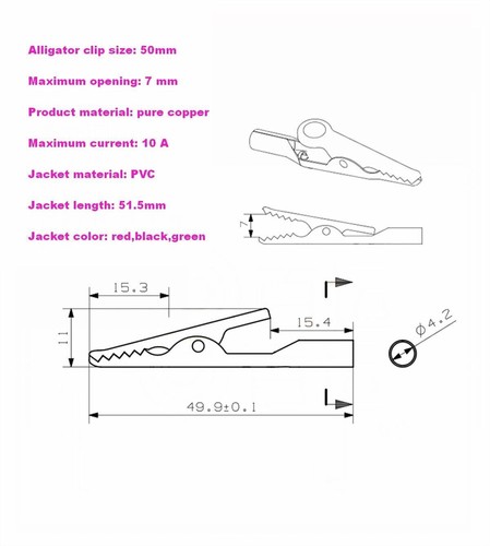 7078-TRX 3-Slot Triax Male to 43mm Alligator Clip Cable ​For Keithley 237-ALG - 第 4/6 張圖片