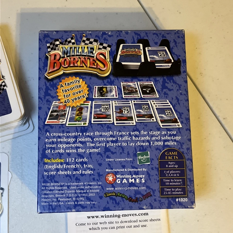 Mille Bornes The Classic Auto Race Juego de Cartas Movimientos Ganadores 2003 Completo Foto 3 de 4