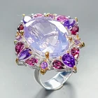 Vintage 26ct+ Natural Lavender Quartz Ring 925 Sterling Silver Size 7.5 /R463682