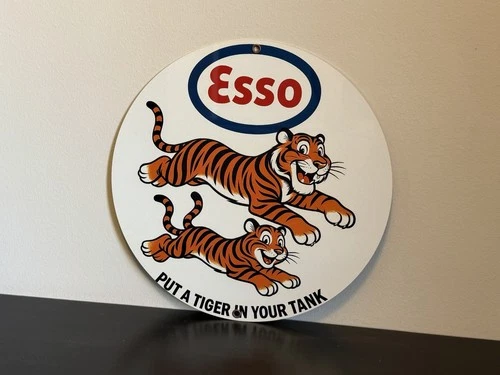 Hi Gloss Put Esso Tiger In Tank Gasoline Vintage  Style Metal Sign
