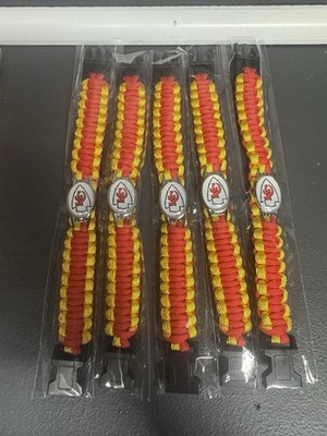 Lot of 5 - Kansas City Chiefs Football Paracord Bracelet NFL- New $2.50 Shipping