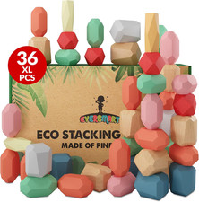 36 Pcs Wooden Stacking Blocks   Montessori Toys for 1 2 3 4 5 6 Year Old Toddler