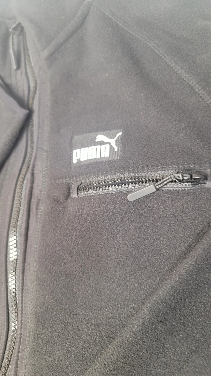 PUMA Black Polar Fleece Jacket Raglan Sleeves Large image 6