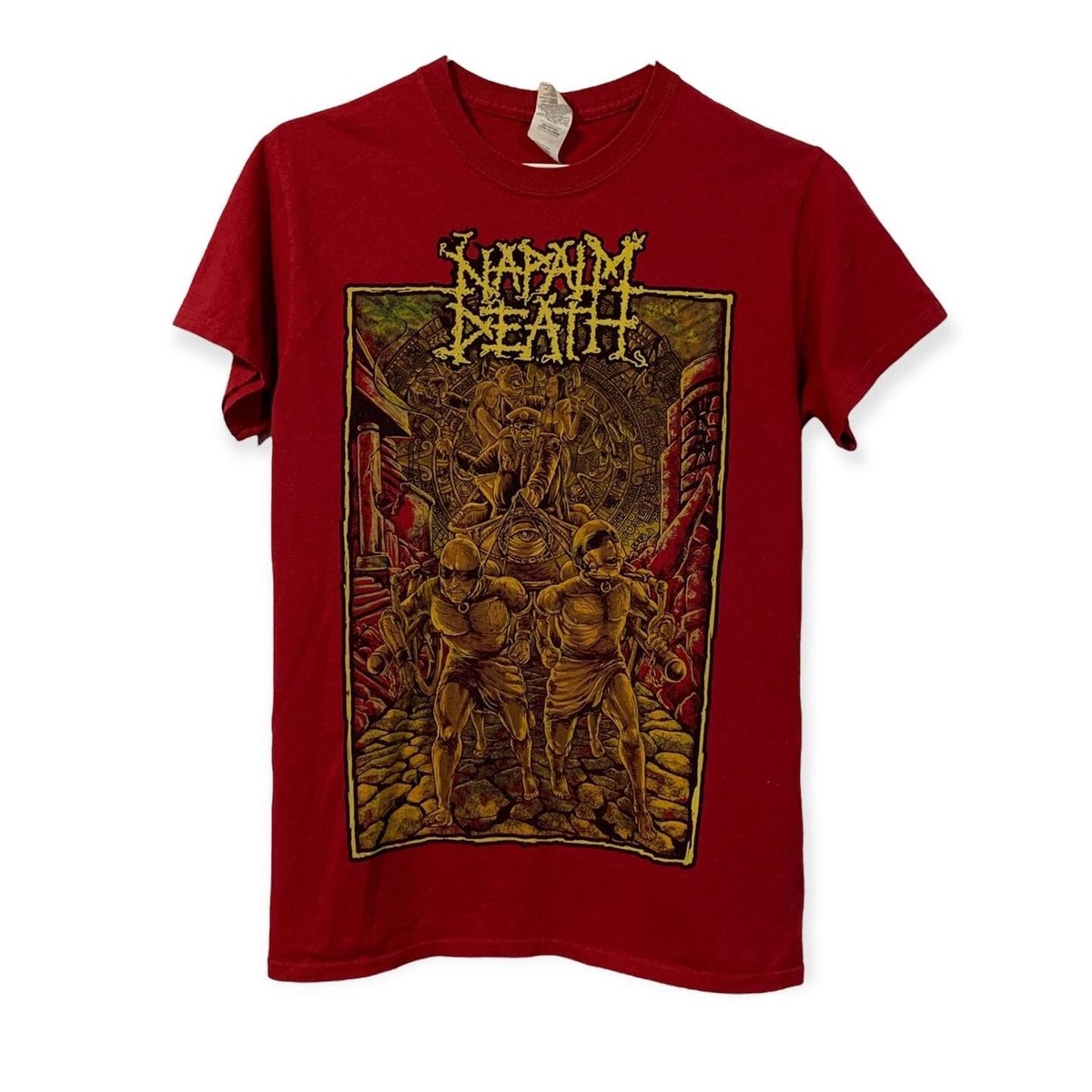 Napalm Death T-shirt Grindcore Death Metal Band Red Tee Size