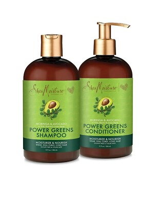 Shea Moisture Power Greens Shampoo und Conditioner Moringa Avocado 384 ml/13 oz