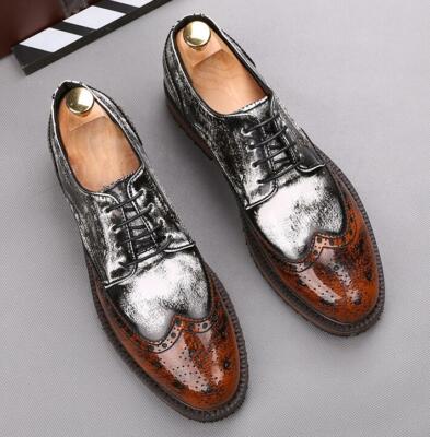 Men Brogue Wing Tip Casual Leather Carved Business Dress Wedding Oxfords Shoes