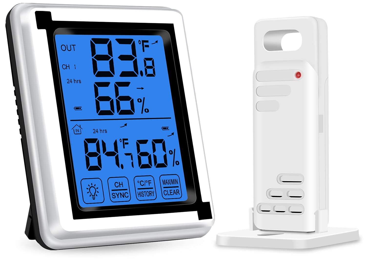 Hygrometer Humidity Gauge Meter - Wireless Indoor Outdoor Thermometer with 1 ...