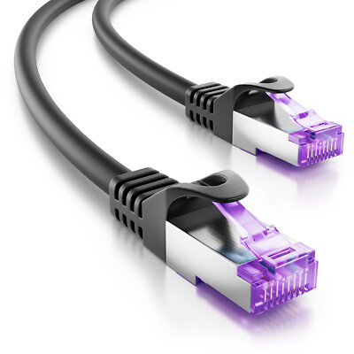deleyCON 2m RJ45 Patchkabel SFTP PiMF Netzwerkkabel mit CAT7 Rohkabel schwarz