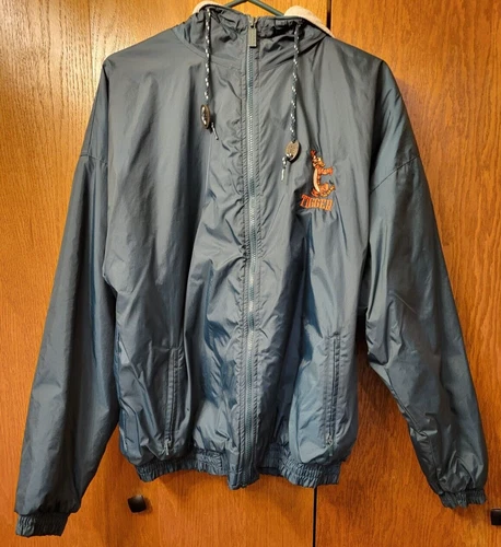Vintage Tigger Jacket Unisex XL Green Full Zip Nylon w/Hoodie The Disney Store