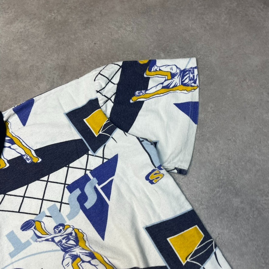FIeld Rugby Polo Shirt Mens All Over Print Short Sleeve Top, White Blue XL image 4