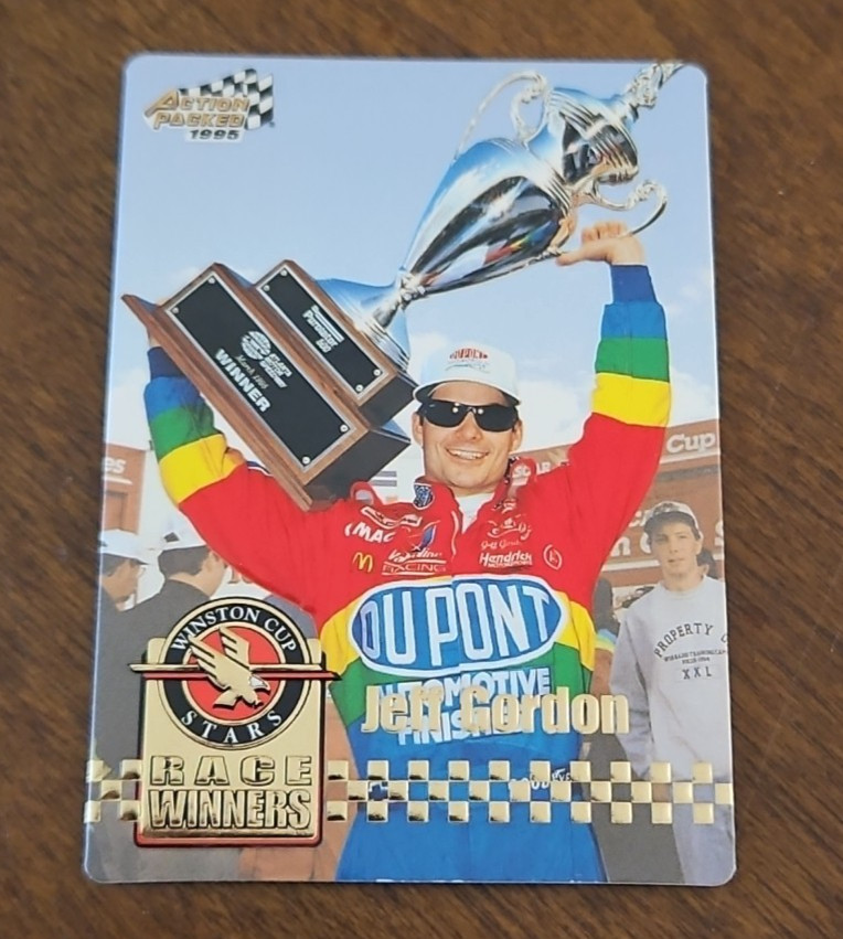 Jeff Gordon #49 1995 Action Packed Card Nascar Winston Cup Hoisting The Cup