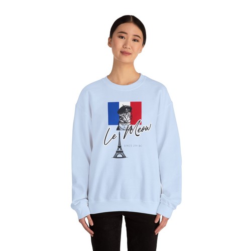 Le Meow French Cat Crewneck Sweatshirt, Cat Lover Gift - Picture 5 of 17