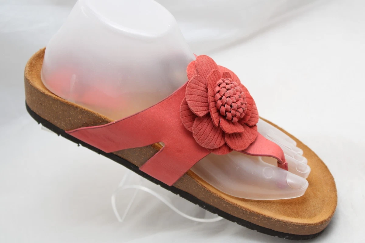 Sofft Women s Size 8M Salmon Leather Flip Flop Thong Footbed Sandals 1276209