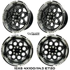 Qty 4 15x8 Vms Racing Rocket Black Polished Drag Rims Wheels 4x1004x114 Et20 Qty 4 15x8 Vms Racing Rocket Black Polished Drag Rims Wheels 4x1004x114 Et20