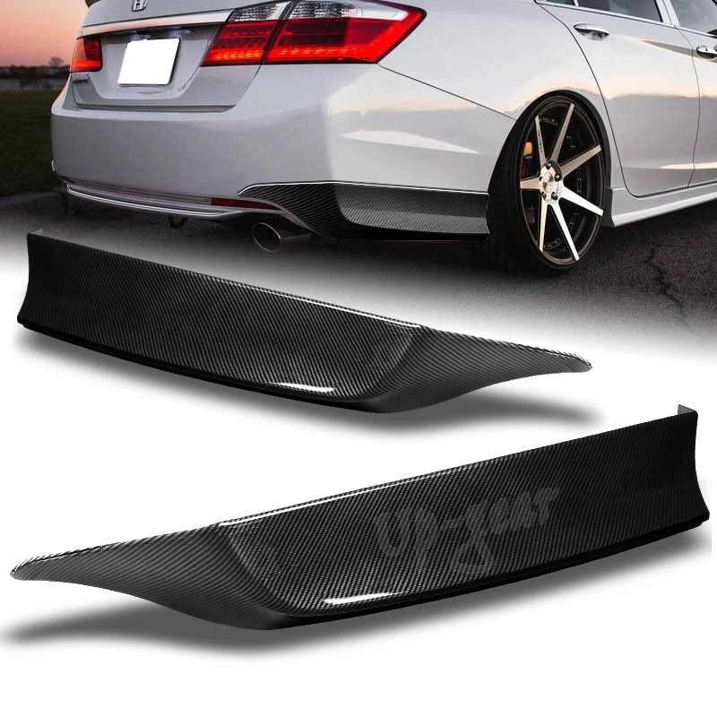 For 2013-2015 Honda Accord 4DR HFP Carbon Look Front + Rear Bumper Spoiler Lip - Image 4 of 4