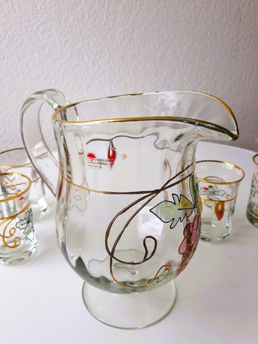 Paul Nagel Exklusiv Design 6 Gläser und Krug Goldrand Tiffany-Stil handbemalt. - Picture 7 of 10