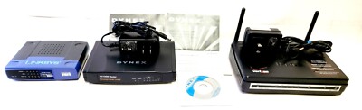LOT OF (2PC) ROUTER'S D-LINK DSL-2750B, DYNEX DX-E402 & (1PC) LINKSYS EZXS55W