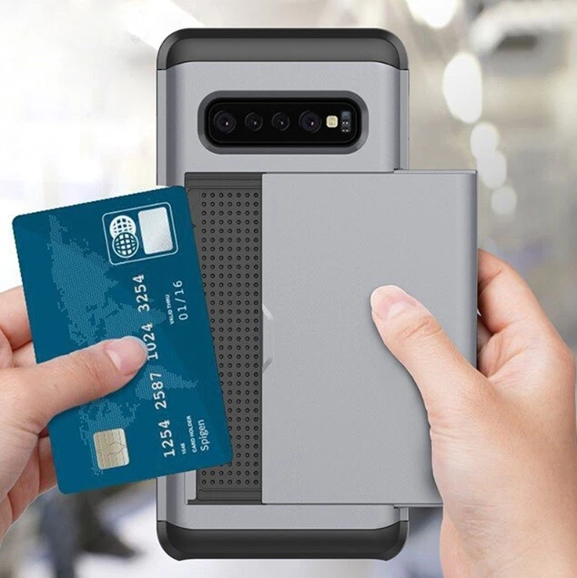 For Galaxy S10 S9 S8 Note Plus Edge Card Slot Holder Wallet Shock Proof Case - Image 3 of 4
