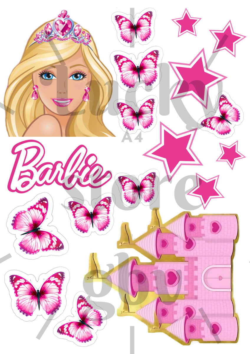 BARBIE Themed A4 Icing Sheet Cake Toppers For Birthday Party UK