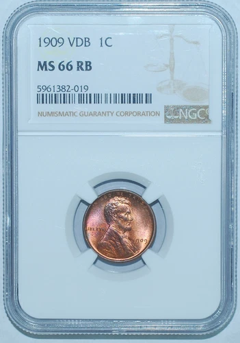 1909 VDB NGC MS66RB Red and Brown Lincoln Wheat Cent