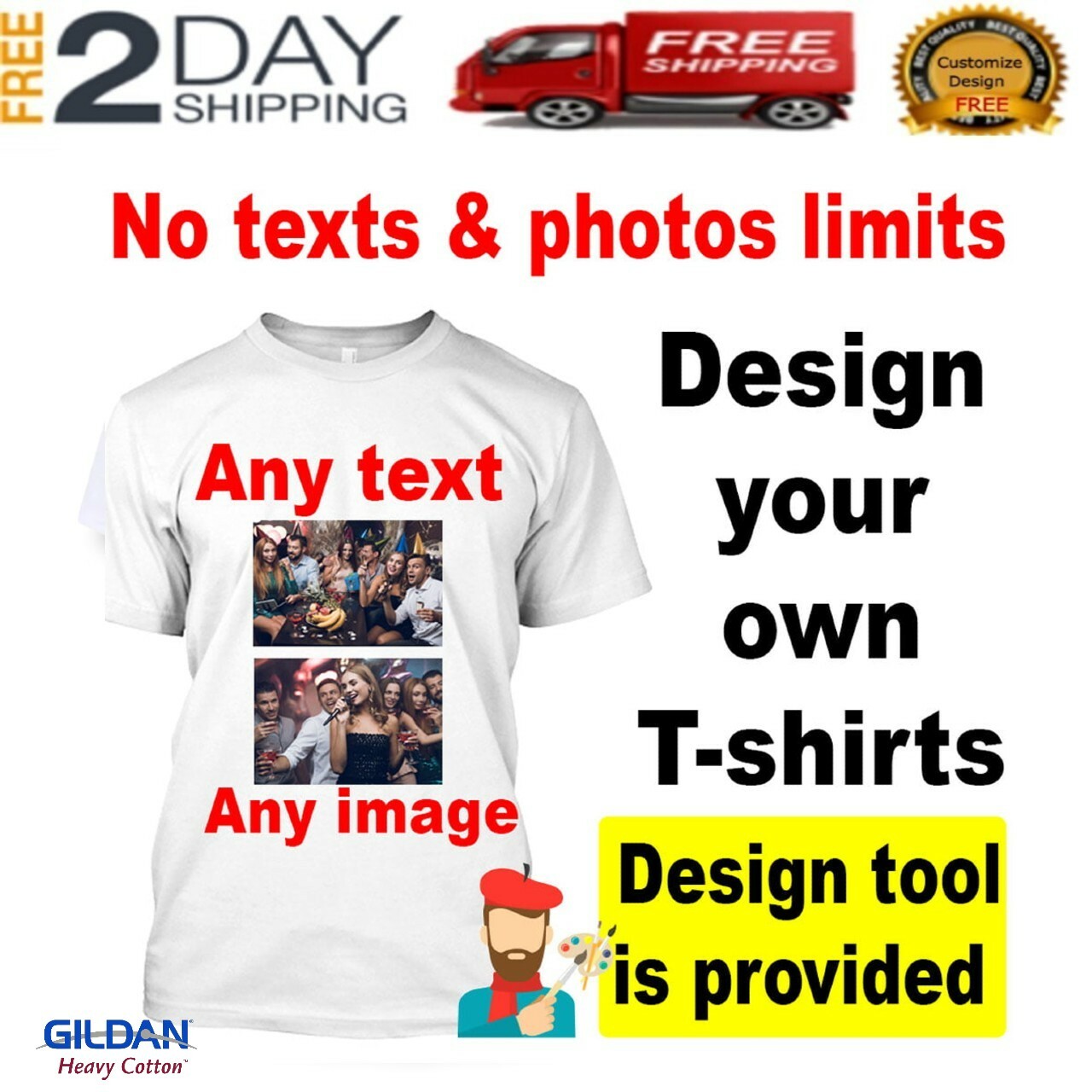 Camiseta personalizada con imagen y texto para fiestas/vacaciones/cumpleaños DTG 208