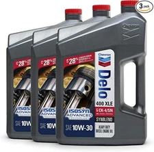 Delo 400 XLE Heavy Duty Synblend Diesel Engine Oil 10W-30, 1 Gallon, Pack of 3