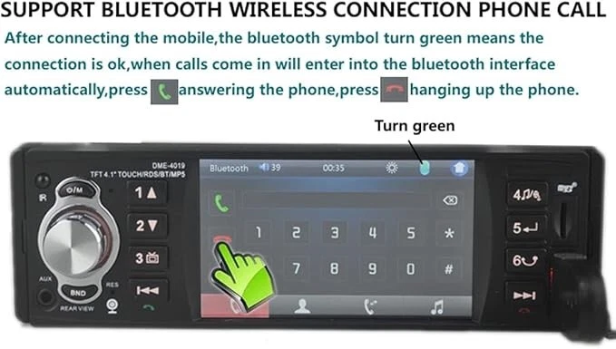 AUTORADIO BLUETOOTH 1 DIN CON SCHERMO DA 4.1 POLLICI STEREO MP5 USB MIRROR LINK - Immagine 2 di 4