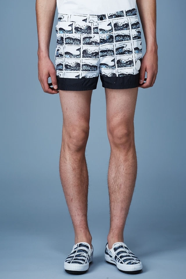 KENZO PARIS Men's SWIM Shorts BEACH Trunks SQUARE Wave Water PRINT ( L ) - Image 2 of 3