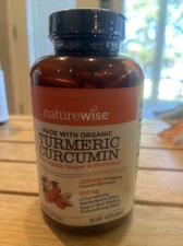 Organic Turmeric Curcumin 2250mg 95% curcuminoids w/ Ginger Black Pepper 180 Ct