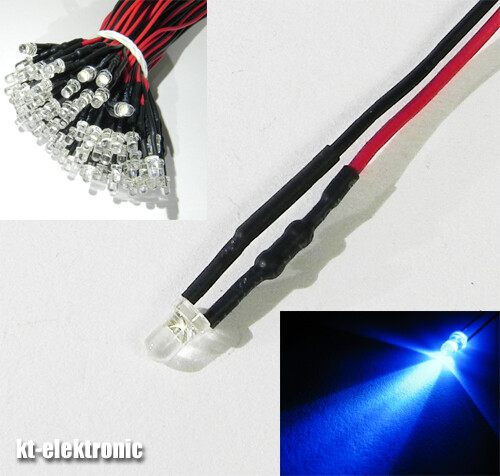1,8mm 2mm 3mm 5mm 12V LED mit 20cm Kabel AUSWAHL  klar matt auto RGB UV - Bild 28 von 60