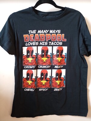 Deadpool Marvel Novelty T Shirt Deadpool Loves his Tacos S | eBay