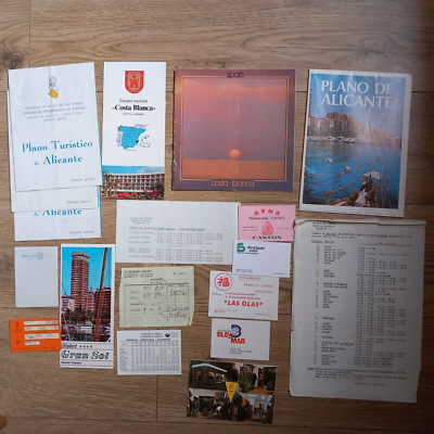 Alicante Costa Blanca Spain 1980's Vintage Tourist Maps, Brochures, Name Cards