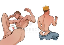 H.E.Arts Male Cherry custom Print Mens white freddy thong underwear size L XL