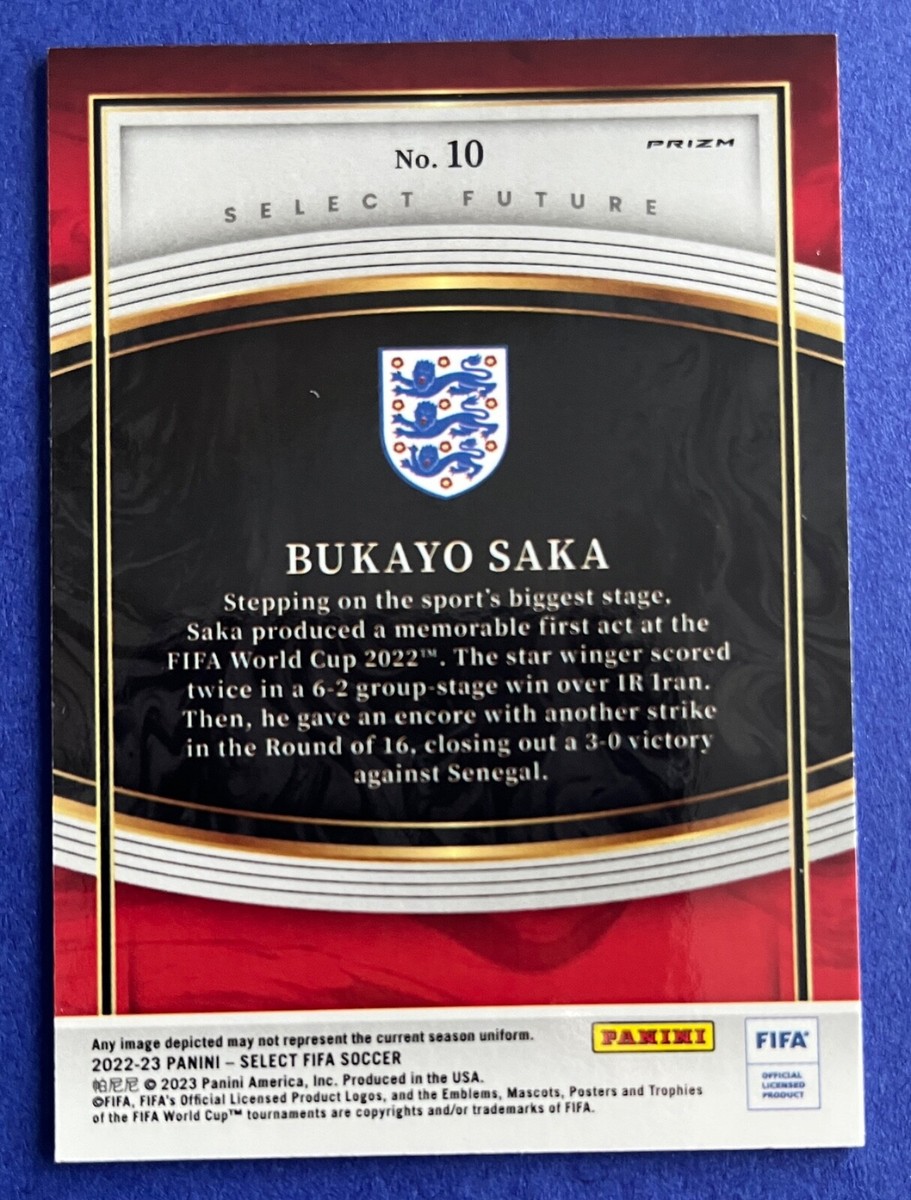 Bukayo Saka 2022-23 Panini Select FIFA FUTURE SILVER PRIZM Card