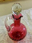 Vintage Fenton Blown Glass Cranberry Swirl Cruet & Stopper