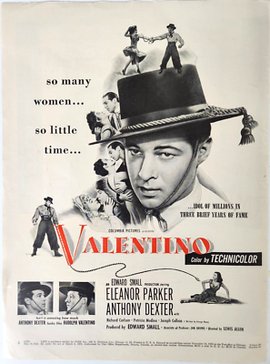 Valentino Vintage 1951 Movie Ad Magazine Print Columbia Anthony