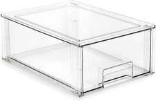 Isaac Jacobs Stackable Organizer Drawer, Clear Plastic Storage Box, Pull-Out Bin