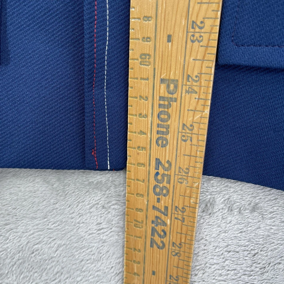 Colete Preppy Vintage Feminino Azul Utilitário Bolsos Abertos Costura Contraste Bata - Imagem 4 de 4