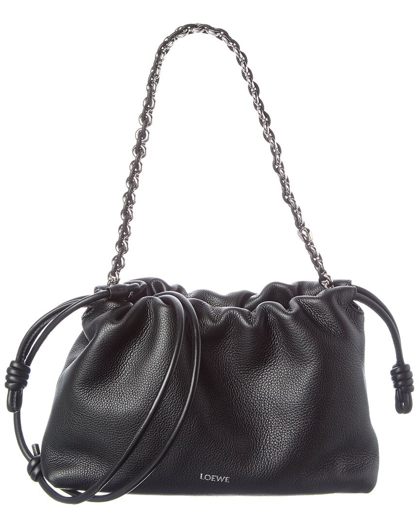 Loewe Flamenco Medium Leather Bucket Bag Women's Black