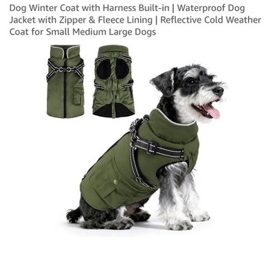 Dog Winter Coat with Harness Winter Jacket for Small Dogs Reflective Cold Wea...