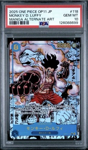 2025 One Piece Japanese Monkey D. Luffy Manga Alt Art OP11-118 PSA 10