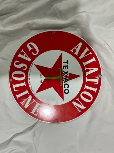 Vintage Porcelain Sign - Texaco Aviation 11 1/4"