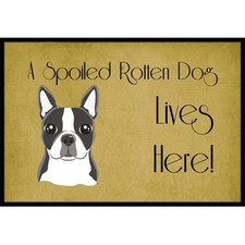 Carolines Treasures BB1451MAT Boston Terrier Spoiled Dog Lives Here Indoor  ...