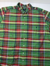 Polo Ralph Lauren Oxford Short Sleeve Shirt Mens 4XB Red Green Blue Yellow Plaid