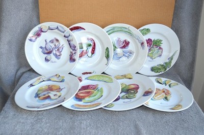 NOS SET OF 9 VINTAGE 1995 CULINARY CONCEPTS ''FRUIT''&''SPICE'' SALAD/DESSERT PLATES