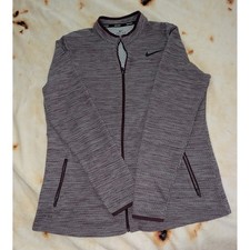 Nike Golf Dri-FIT Full Zip Jacket Womens XL Burgundy Gray Textured Knit Layer